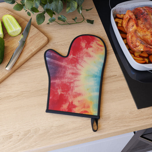 Rainbow Tie-Dye Denim: Vibrant Multi-Color, Fabric Design Spectacle - Oven Glove