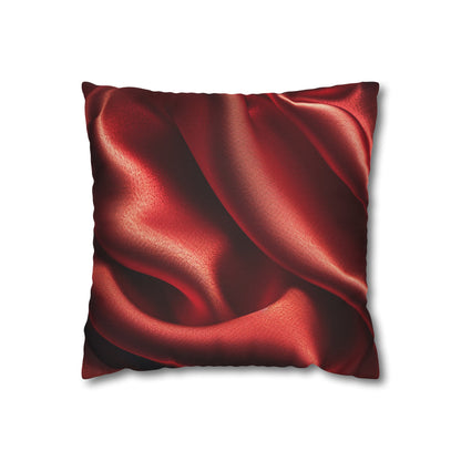 Red Silk, Spun Polyester Square Pillowcase