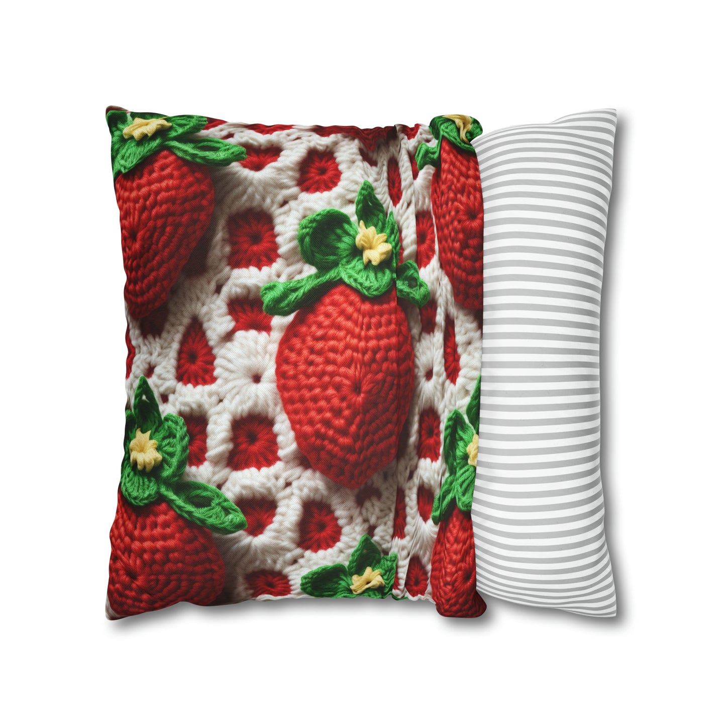 Strawberry Crochet Pattern - Amigurumi Strawberries - Fruit Design for Home and Gifts - Spun Polyester Square Pillow Case