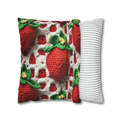 Strawberry Crochet Pattern - Amigurumi Strawberries - Fruit Design for Home and Gifts - Spun Polyester Square Pillow Case