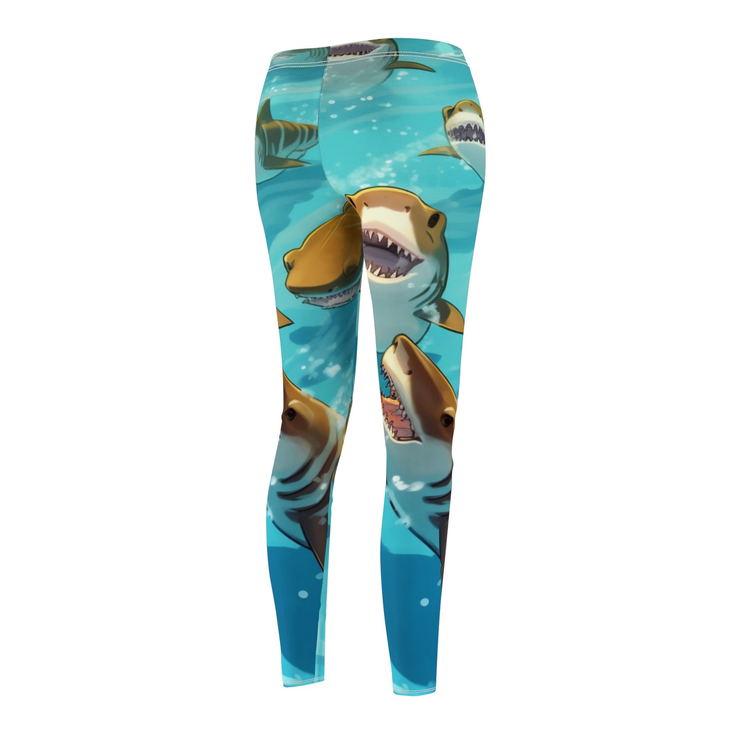 Tiger Shark: Ocean Marine Wildlife - Underwater - Women's Cut & Sew Casual Leggings (AOP)