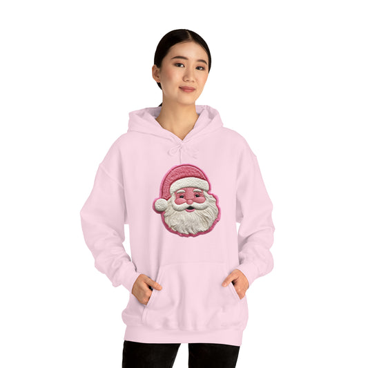 Santa Patch in Pink Christmas - Unisex Heavy Blend™ Hooded Sweatshirt