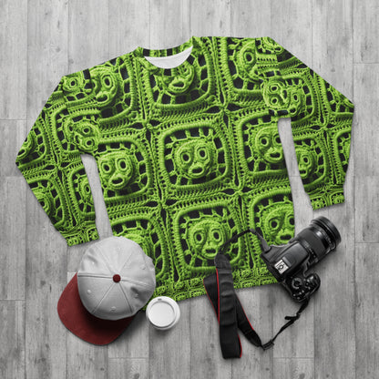 Halloween Green Alien Crochet Galactic Space Zombie Style - Unisex Sweatshirt (AOP)