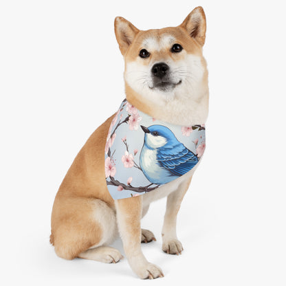 Cherry Blossom Tree Blue Bird Pet Bandana Collar