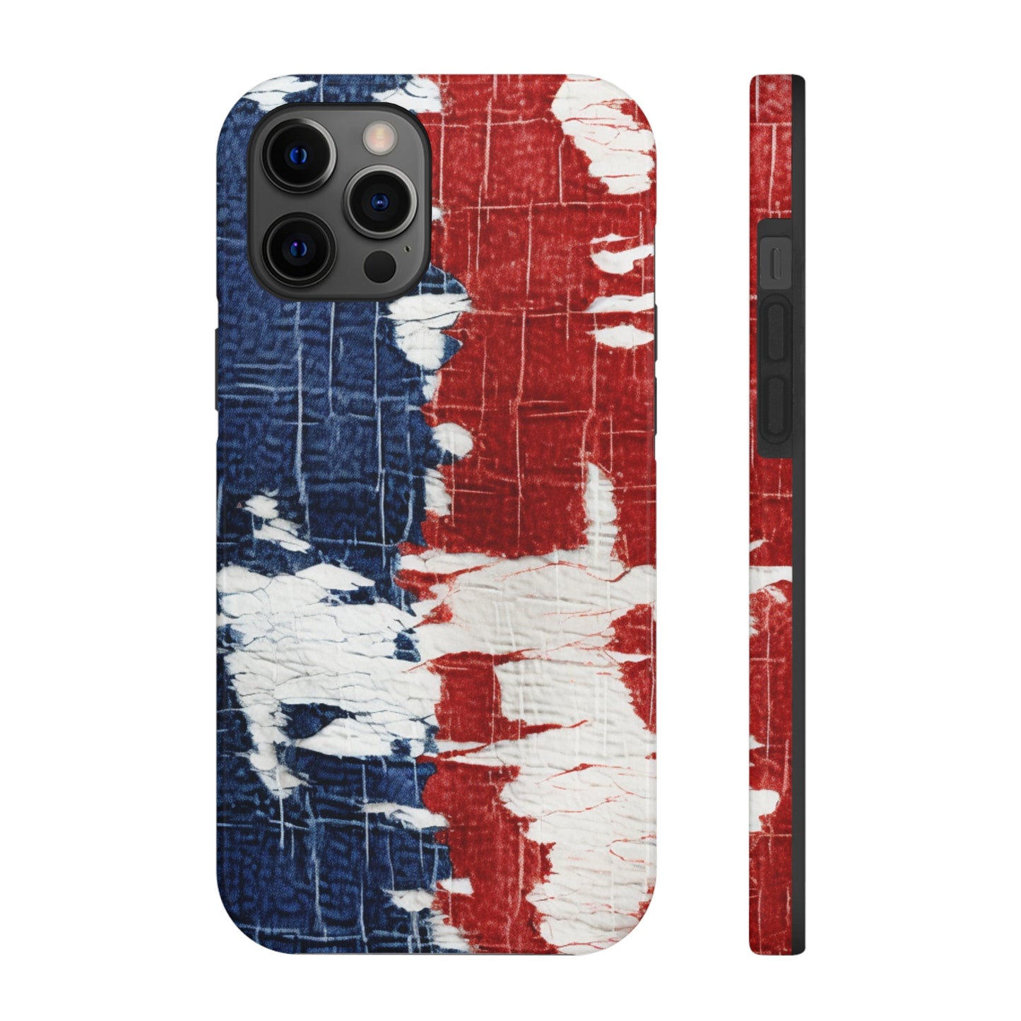 Patriotic Red, White & Blue: Distressed Denim-Style, Torn Fabric - Tough Phone Cases