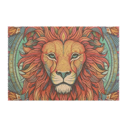 Estera de fibra de coco para puerta estilo astrología del zodiaco Leo Lion - fibra de coco de coco copetudo de grado A