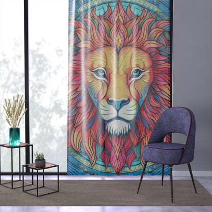 Astrological Leo - Cosmic Zodiac Constellation, Lion Symbol Art - Window Curtain