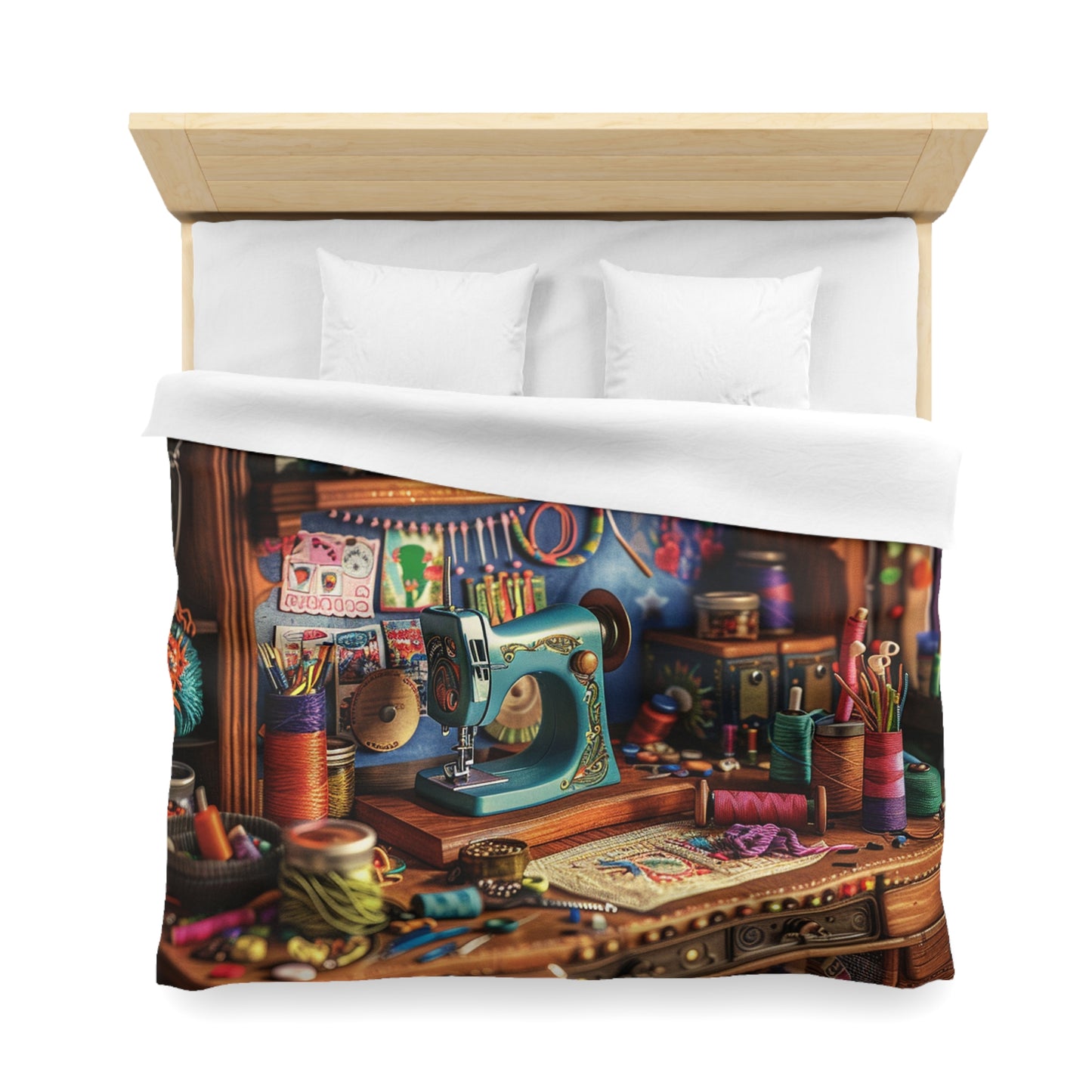 Seamstress Dream: Enchanted Sewing Nook Tapestry, Artisan Craft Room - Microfiber Duvet Cover