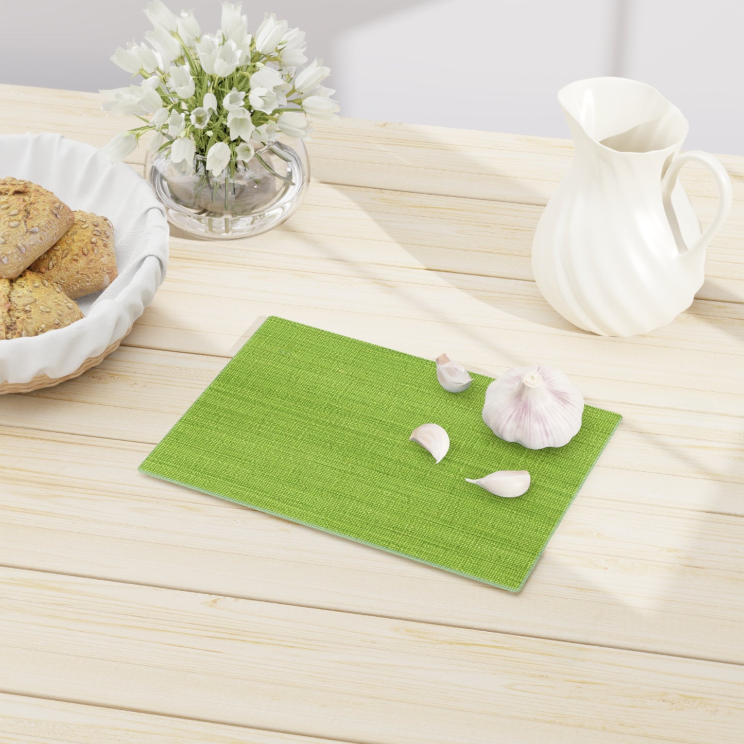 Lush Grass Neon Green: Denim-Inspired, Springtime Fabric Style - Cutting Board