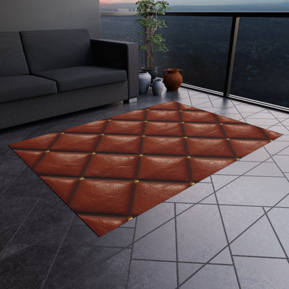 Brown Leather Cognac Pattern Rugged Durable Design Style - Outdoor Rug