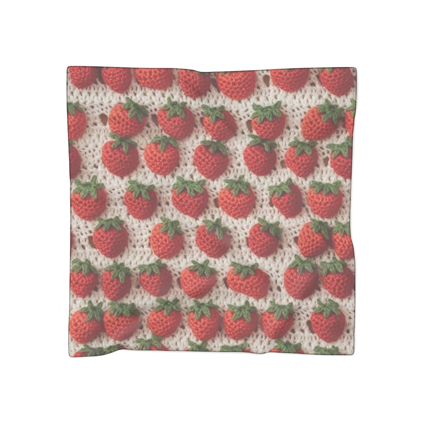 Strawberry Traditional Japanese, Crochet Craft, Fruit Design, Red Berry Pattern - Poly Scarf