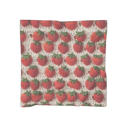 Strawberry Traditional Japanese, Crochet Craft, Fruit Design, Red Berry Pattern - Poly Scarf