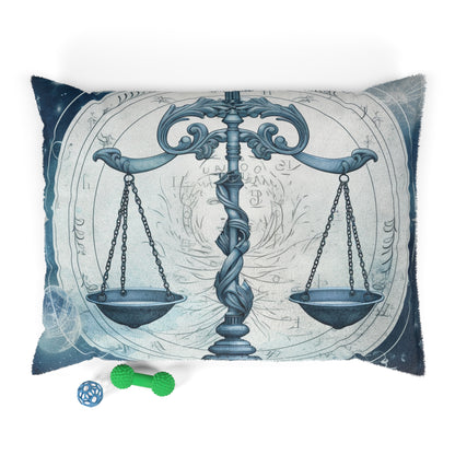 Blue Tones Libra Zodiac Cosmic Astro - Balance Scale & Symbols - Pet Bed