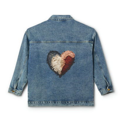 Heart Patch Graphic, Gift, Women's Denim Jacket