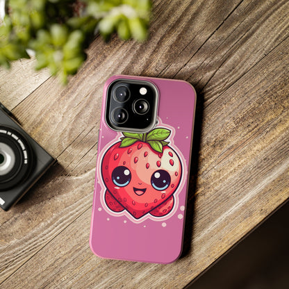 Kawaii Strawberry Adventure - Anime Classic Traditional Japanese Fruit - Otaku Artwork - Tough Phone Cases