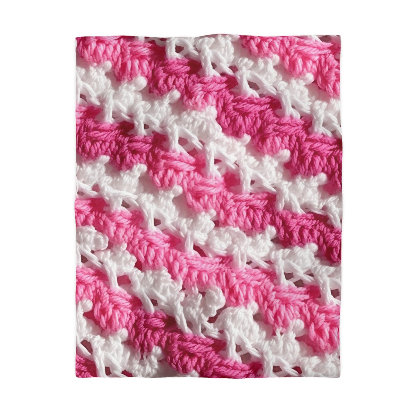 Hot Pink & White Knit, Vibrant Yarn Blend, Modern Chic Texture - Microfiber Duvet Cover