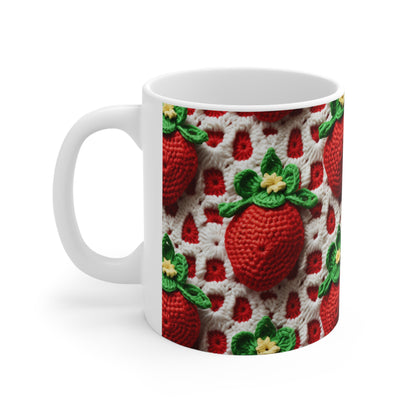 Strawberry Crochet Pattern - Amigurumi Strawberries - Fruit Design for Home and Gifts - Ceramic Mug 11oz