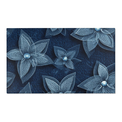 Hawaiian Flower Design - Denim-Inspired Decor Piece - Area Rugs