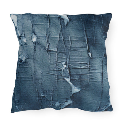 Distressed Blue Denim-Look: Edgy, Torn Fabric Design - Outdoor Pillows