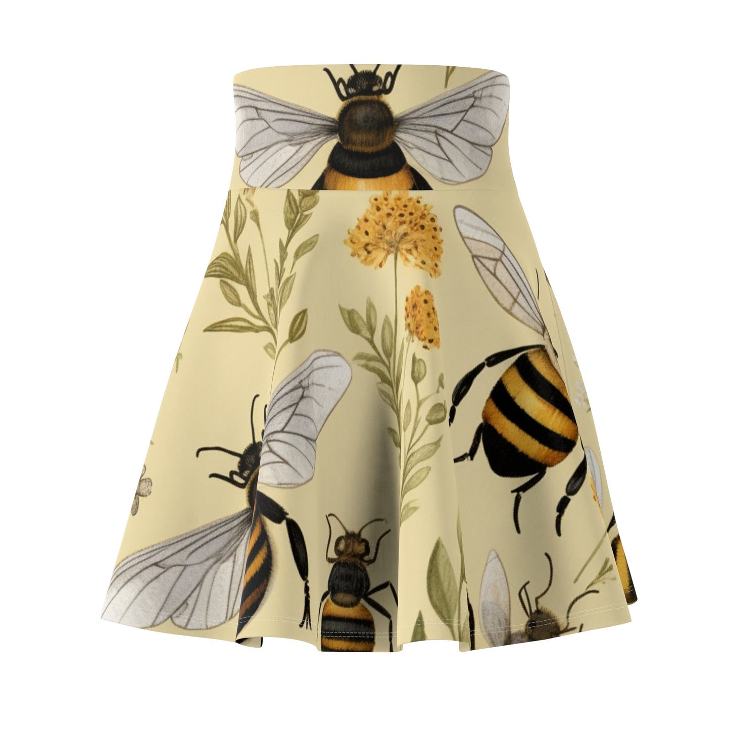 Whimsical Bees & Honeycombs Nature-Friendly Pattern Design Women's Skater Skirt (AOP)