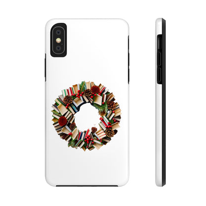 Holiday Book Wreath: Festive Literary Book Lover & Christmas Pinecone Arrangement - Tough Phone Cases