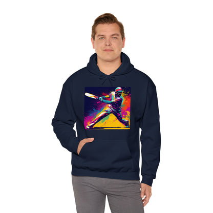 Cricket Pop Art: bateador, impacto de pelota, juego deportivo Wicket Stand - Sudadera con capucha unisex Heavy Blend™ 