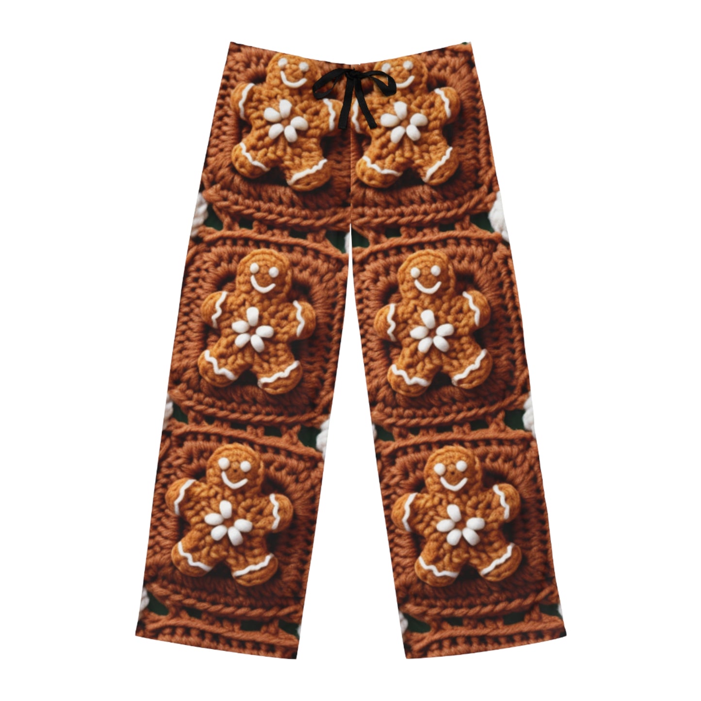 Gingerbread Man Crochet, Classic Christmas Cookie Design, Festive Yuletide Craft. Holiday Decor - Men's Pajama Pants (AOP)