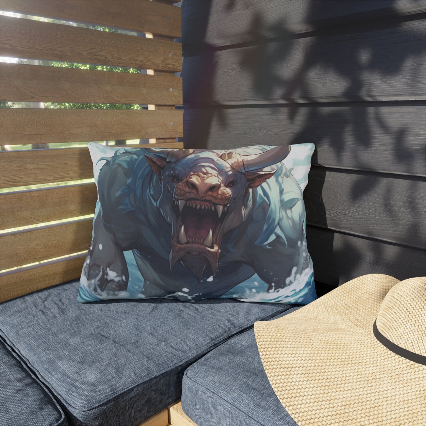 Bull Shark Fusion: Water Fantasy - Hybrid Ocean Marine Animal - Outdoor Pillows