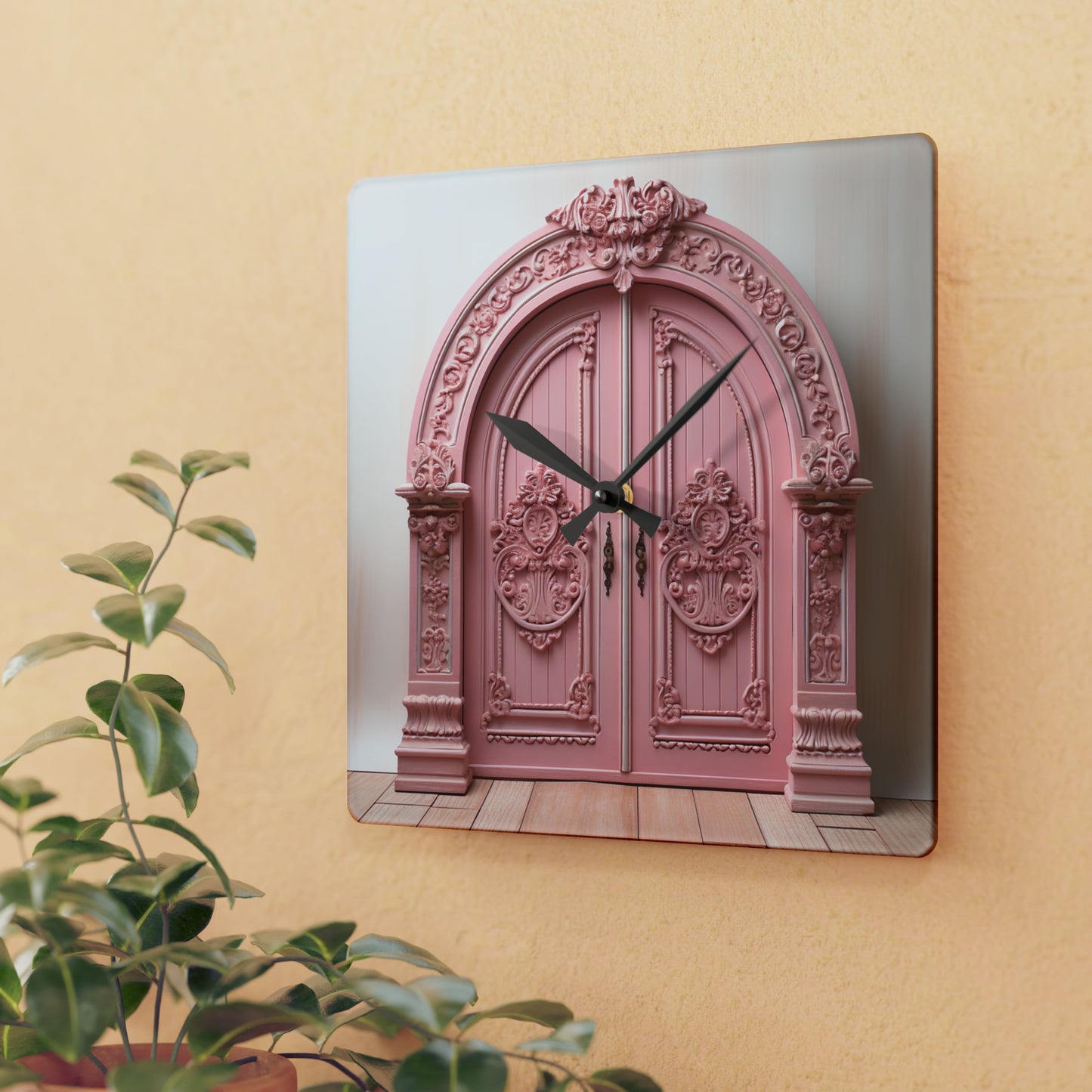 Pink Door - Acrylic Wall Clock