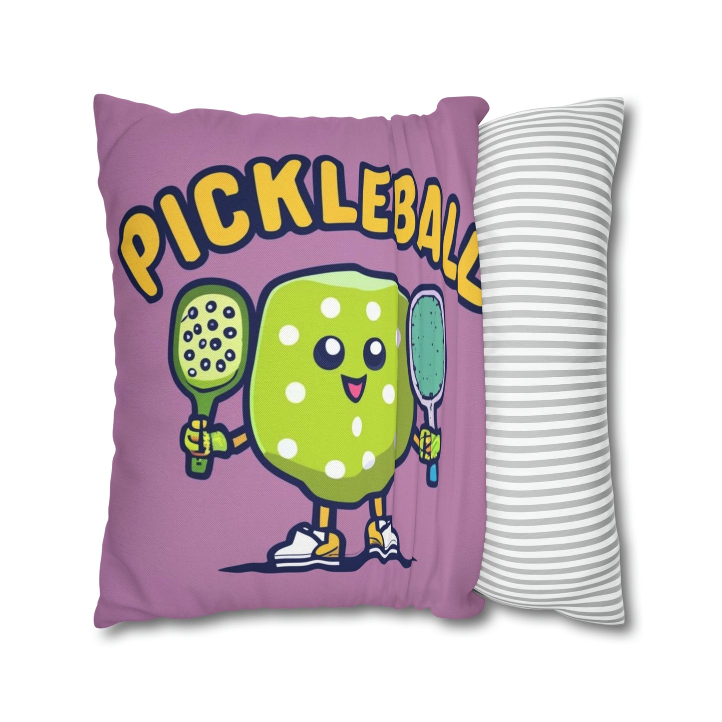 Pickleball Anime kawaii - Gráfico de dibujos animados - Personaje deportivo - Funda de almohada cuadrada de poliéster hilado 