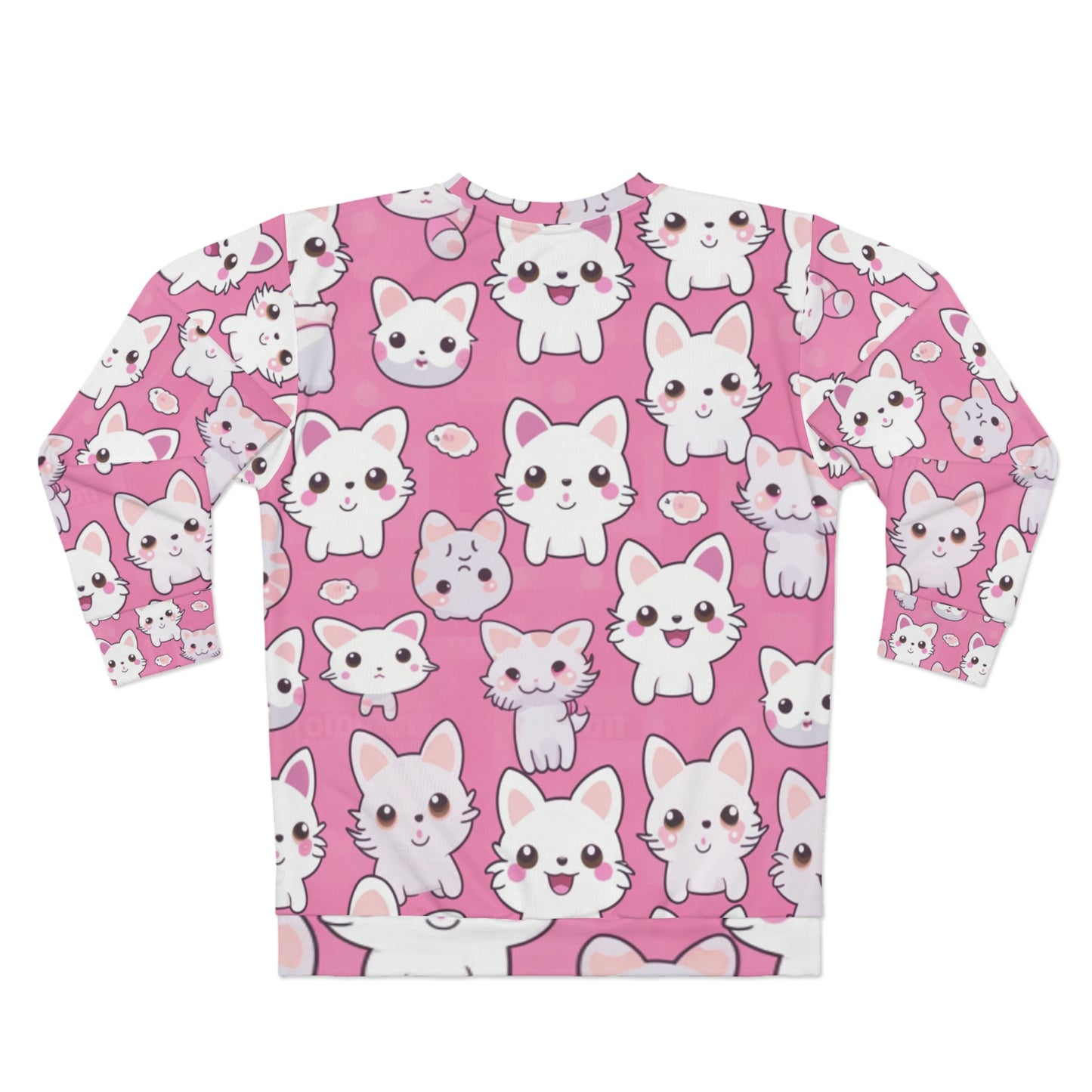 Adorable Cartoon-Style Anime Kitten, Cat, Kitty Pattern - Cute and Colorful - Unisex Sweatshirt (AOP)