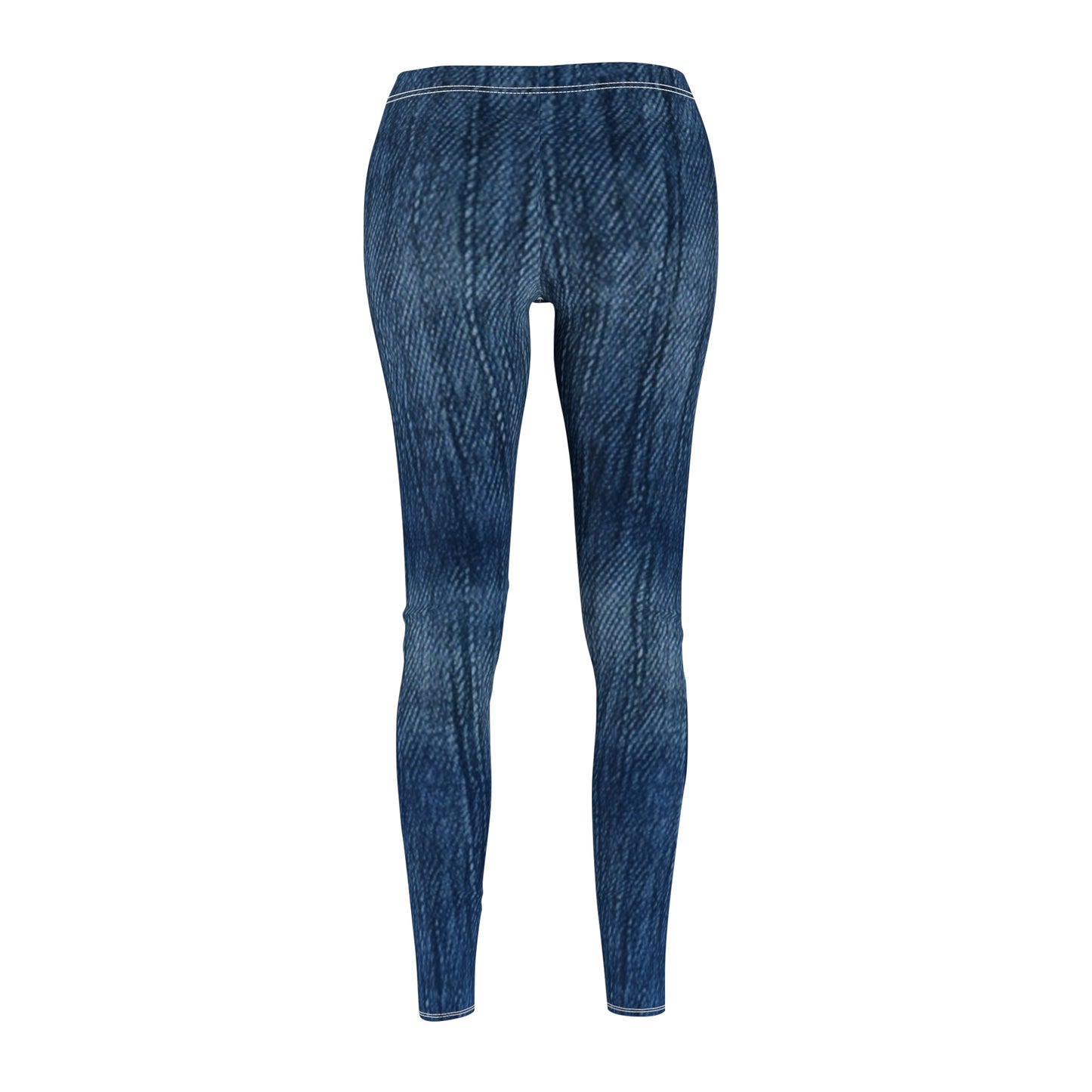 Indigo Splash: Washed Denim Reverie in Deep Blue - Women's Cut & Sew Casual Leggings (AOP)