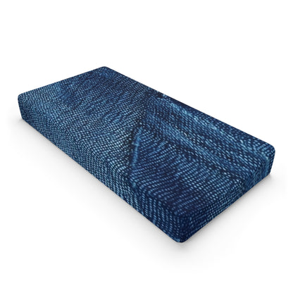 Dark Blue: Distressed Denim-Inspired Fabric Design - Baby Changing Pad Cover