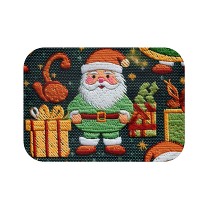 Christmas Santa Claus - Embroidered Presents - Festive Winter Wonderland - Deck the Halls Design - Bath Mat