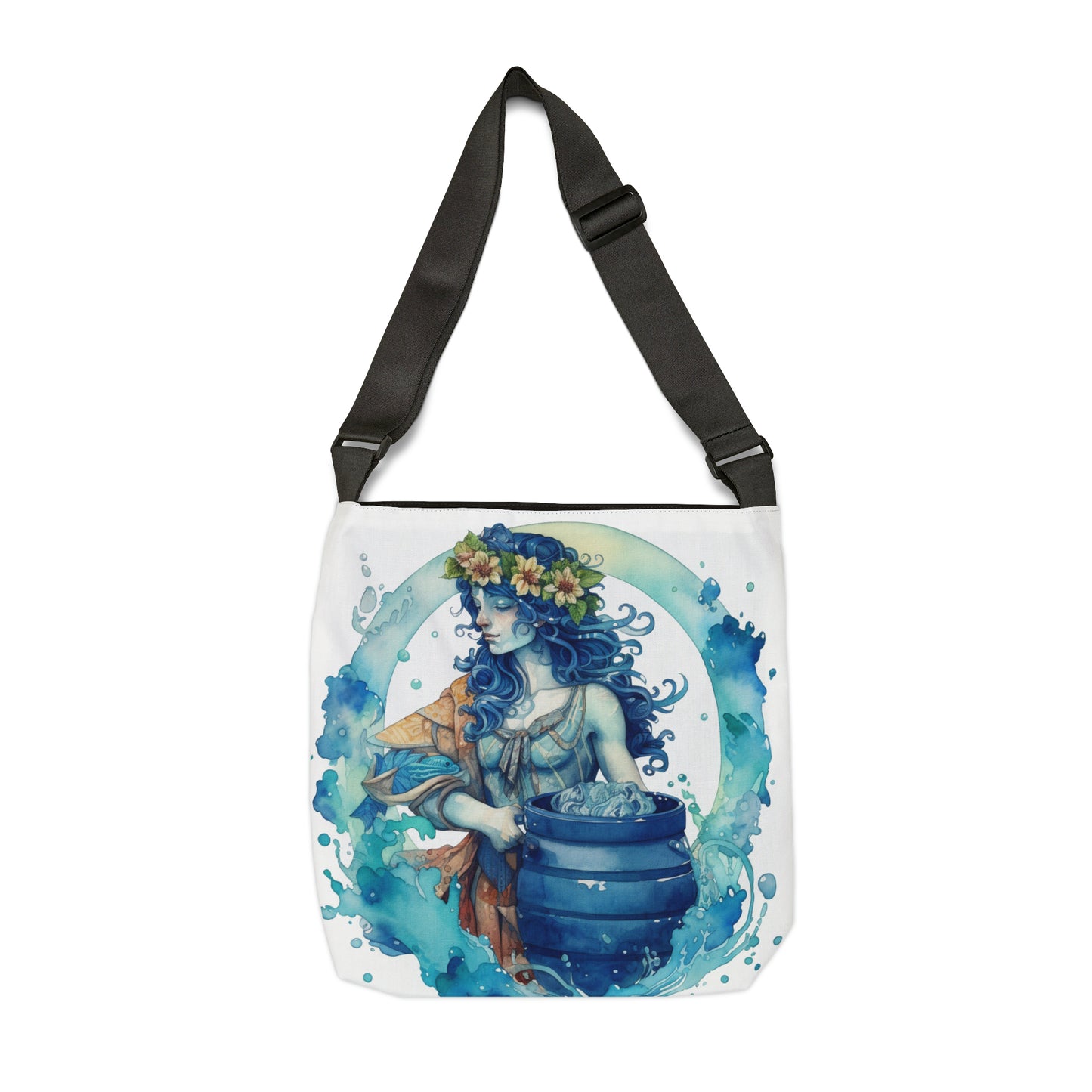 Artistic Aquarius Zodiac - Watercolor Water-Bearer Depiction - Adjustable Tote Bag (AOP)