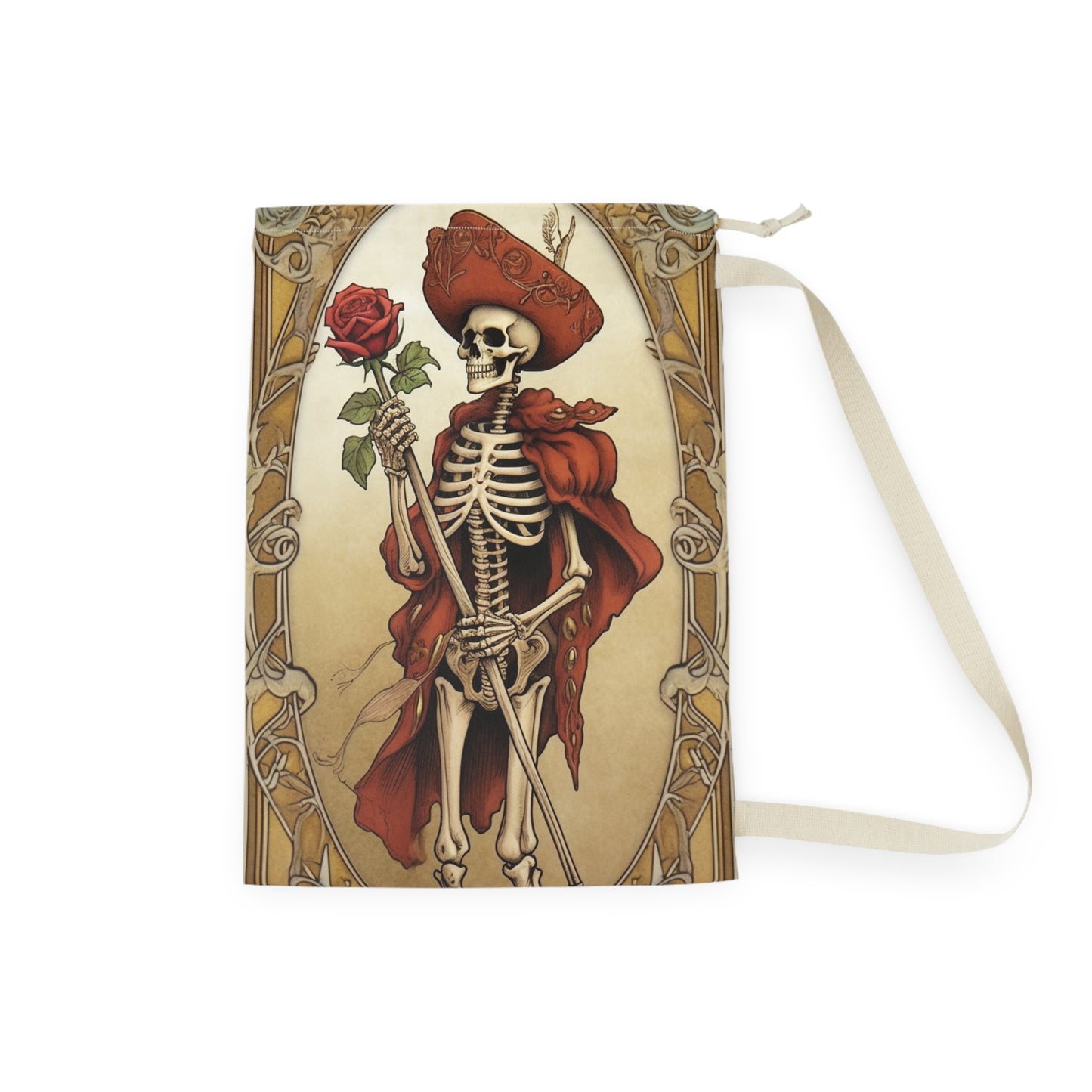 Death Card Tarot - Skeleton, Rose, and Transformation Journey - Laundry Bag