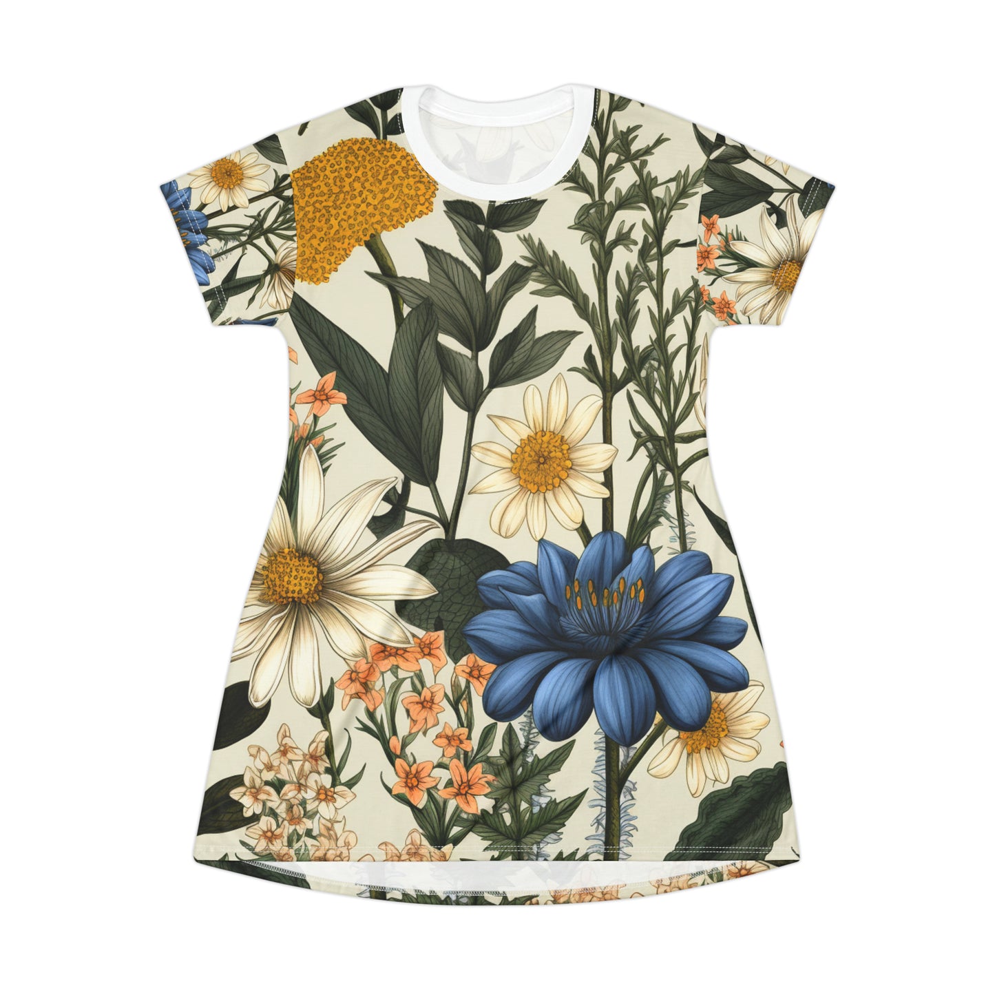 Botanical Illustration Flowers & Plants Design T-Shirt Dress (AOP)