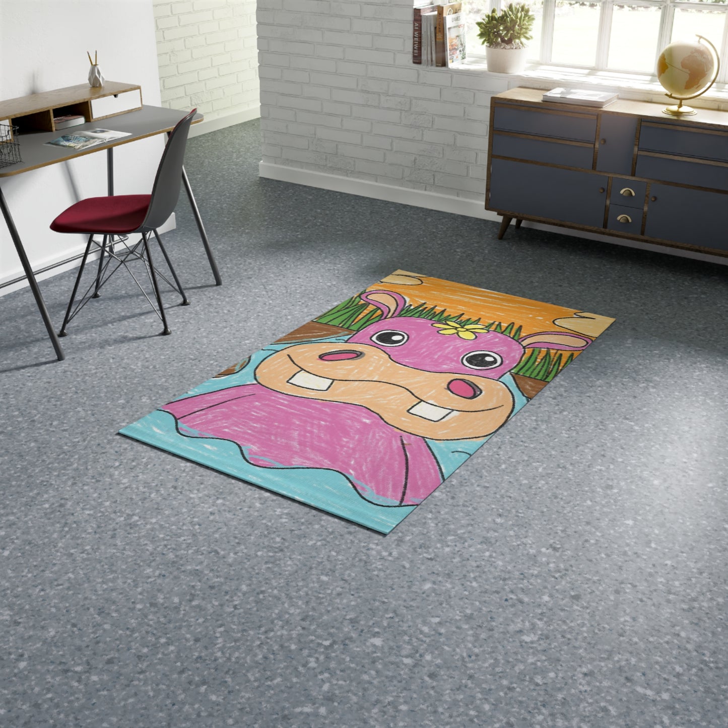 Hippo Hippopotamus Animal Creature Graphic Dobby Rug