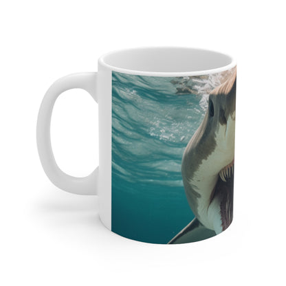 Bull Shark: River Monster Menace - Realistic Dark Water Predator - Ceramic Mug 11oz