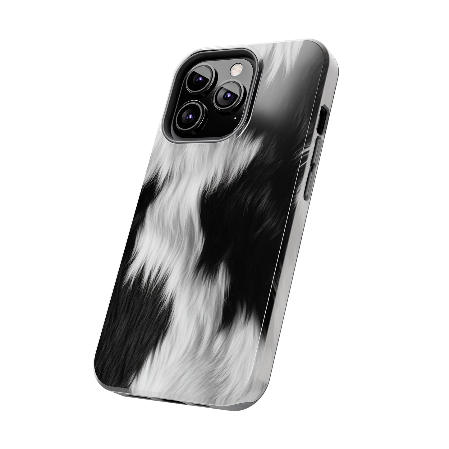 Cowhide on Hair Leather - Black and White - Designer Style - Tough Phone Cases