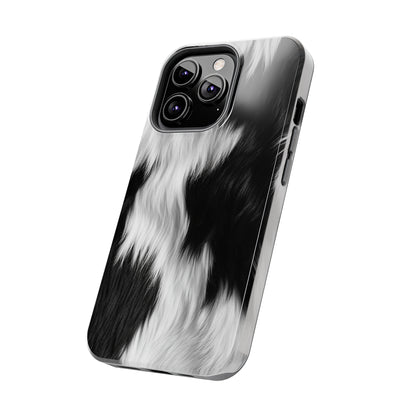 Cowhide on Hair Leather - Black and White - Designer Style - Tough Phone Cases