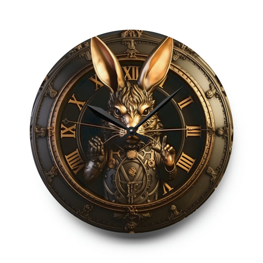 Rabbit Bronze Bunny Copper Steampunk Design, Acrylic Wall Clock
