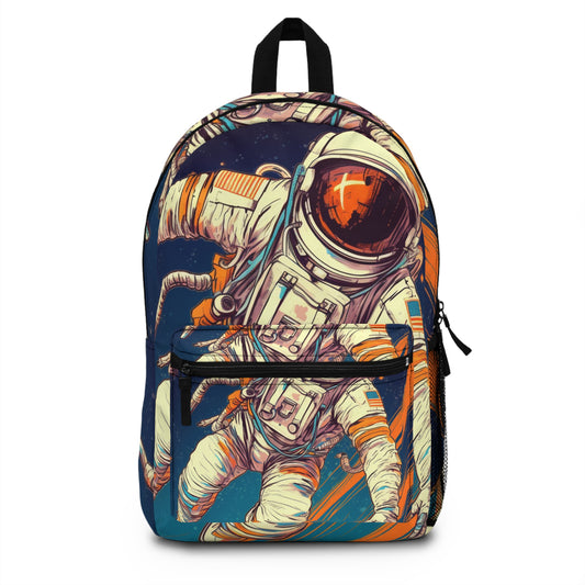 Astronauta retro en galaxia - Arte estilo años 70 - Mochila