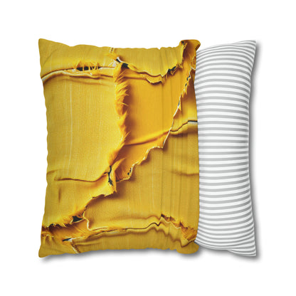 Banana Yellow Lemon: Bold Distressed, Denim-Inspired Fabric - Spun Polyester Square Pillow Case