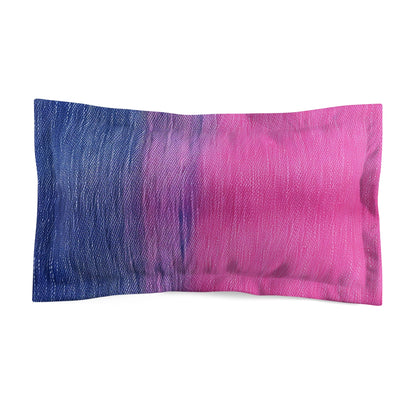 Dual Delight: Half-and-Half Pink & Blue Denim Daydream - Microfiber Pillow Sham