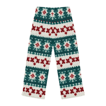 Vacaciones de ganchillo de punto navideño, patrón festivo de Navidad, temporada de invierno - Pantalones de pijama para mujer (AOP)