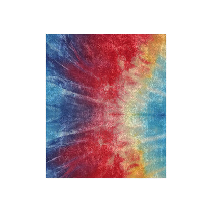 Rainbow Tie-Dye Denim: Vibrant Multi-Color, Fabric Design Spectacle - Crushed Velvet Blanket