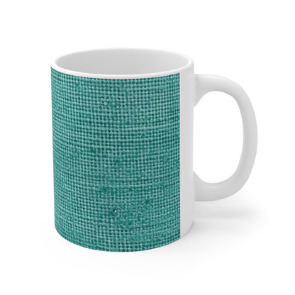 Quality Mint Turquoise Denim  Fabric Deisgn, Stylish Material - Ceramic Mug 11oz