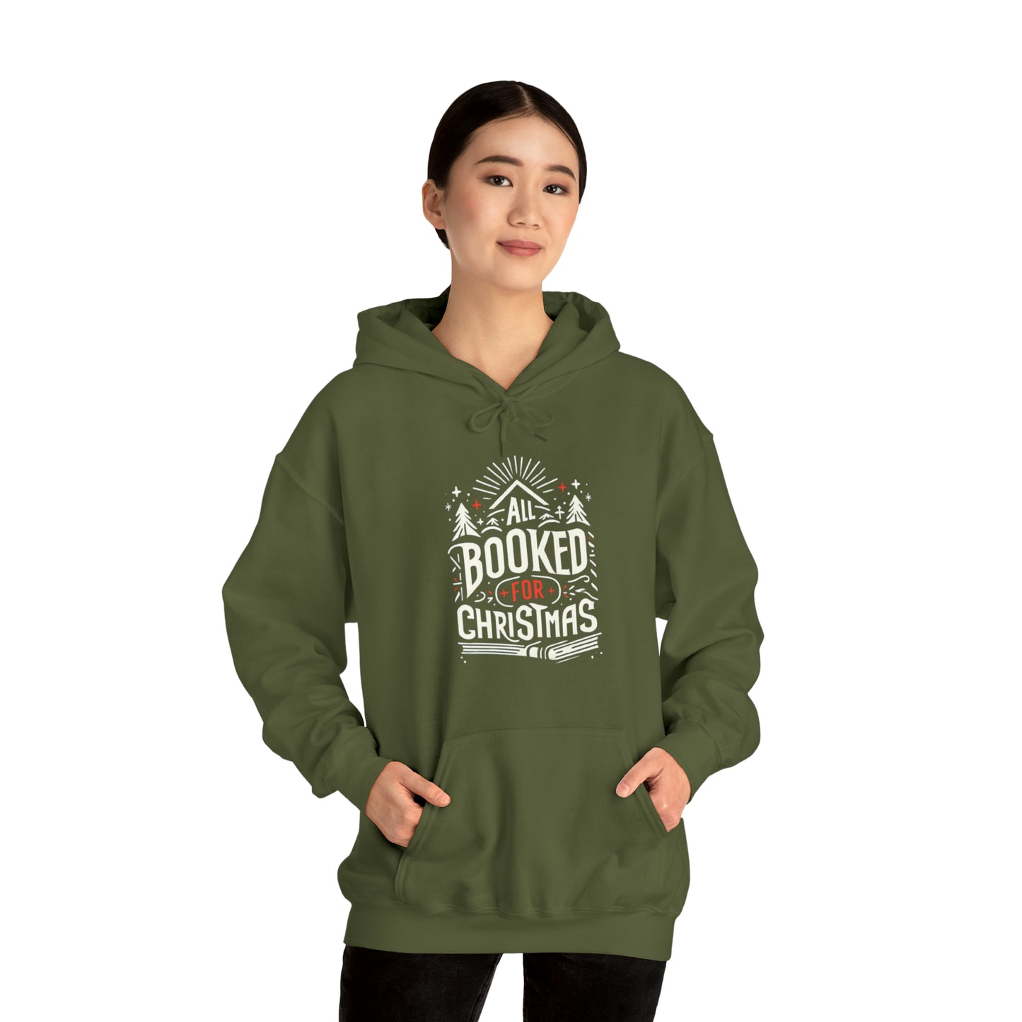 Todo reservado para Navidad: lectura festiva, invierno acogedor, gráfico de temporada para amantes de los libros, alegre ilustración navideña - Sudadera con capucha unisex Heavy Blend™