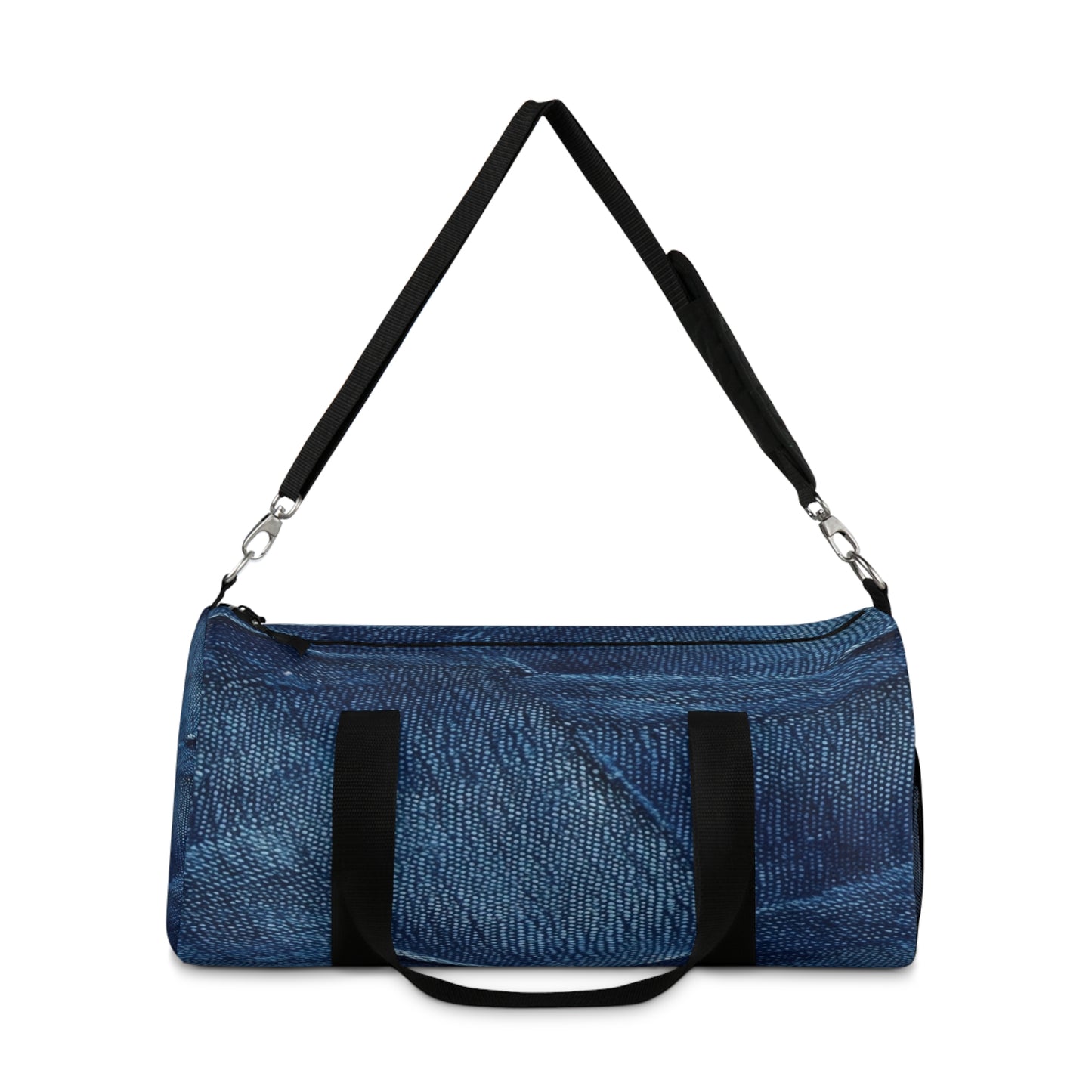 Dark Blue: Distressed Denim-Inspired Fabric Design - Duffel Bag